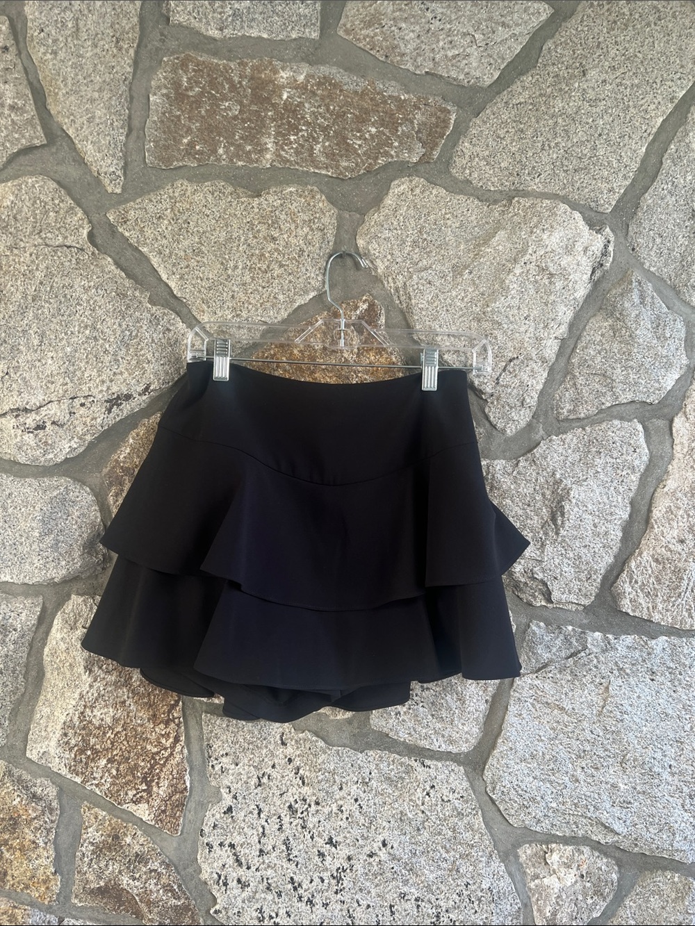 Alice + Olivia Black Tiered Ruffle Mini Skirt